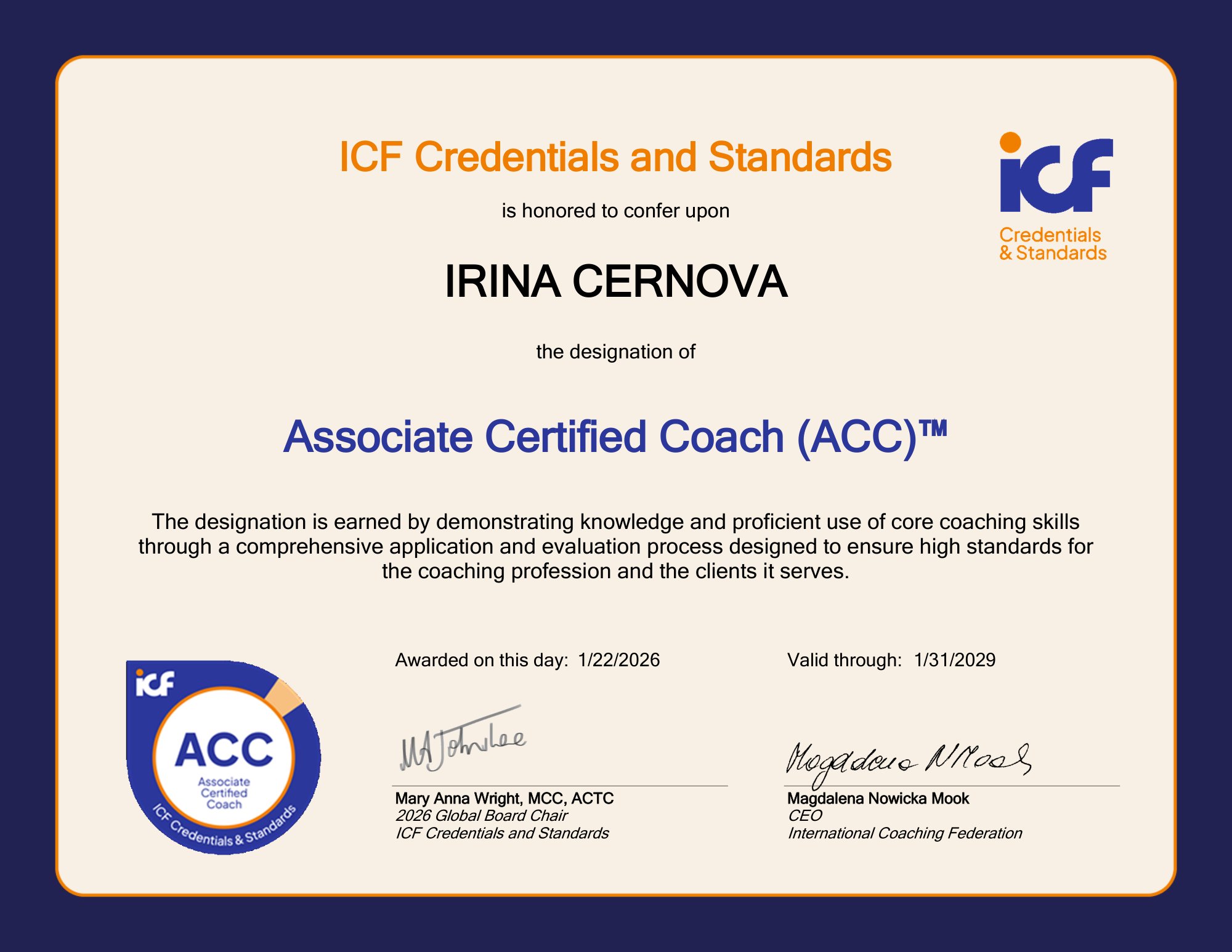 Associate Certified Coach